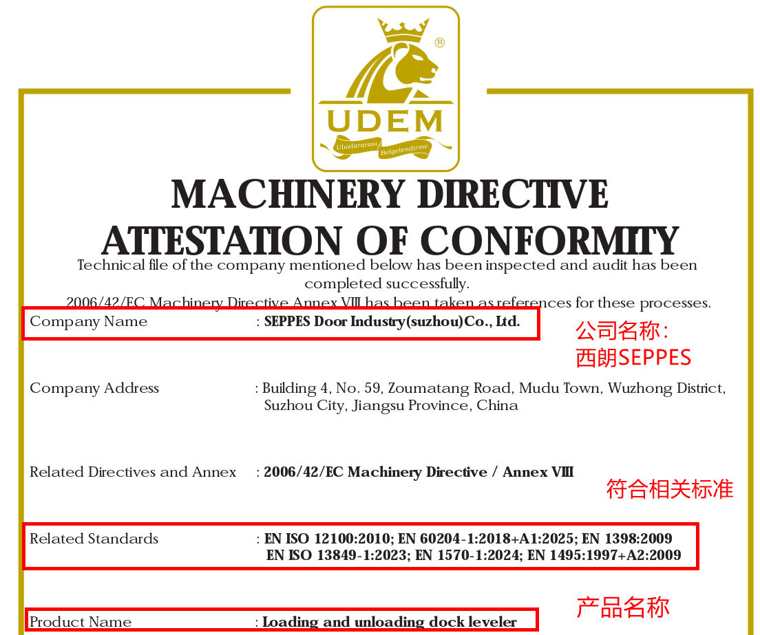 液压登车桥的CE认证